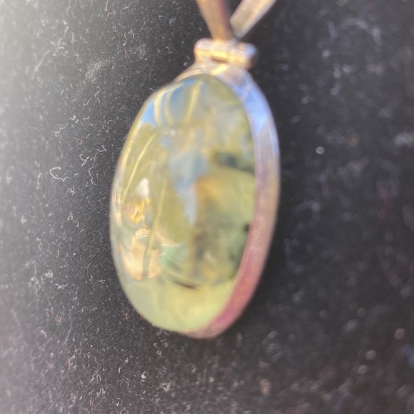 SUPERB GREEN PRENITE! PENDANT Sterling Silver 925 - Picture 7 of 7
